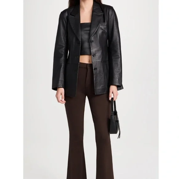 Reformation x Veda Hal Fitted Leather Blazer  NWOT - Picture 2 of 6